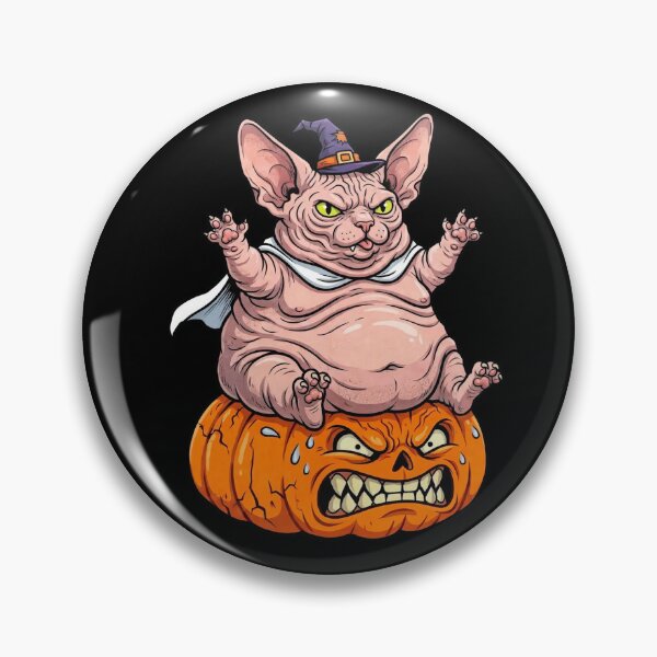 Item preview, Halloween Sphynx Cat Riding Evil Pumpkin - Funny Witch Cat designed and sold by PalettePop..