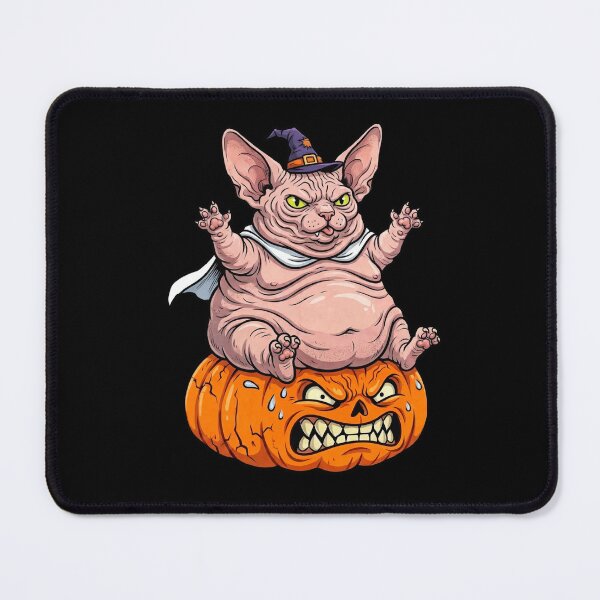 Item preview, Halloween Sphynx Cat Riding Evil Pumpkin - Funny Witch Cat designed and sold by PalettePop..