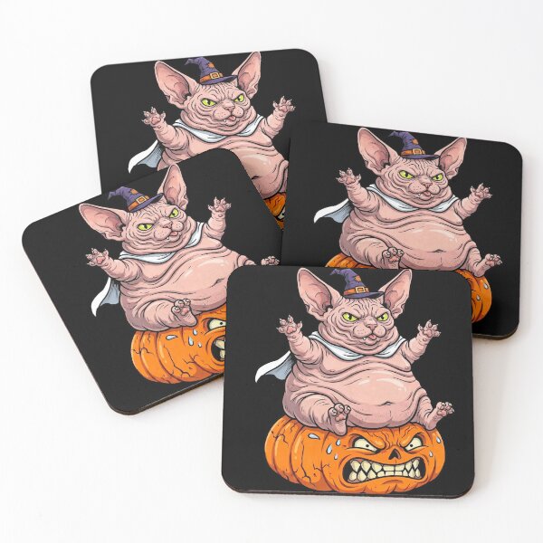 Item preview, Halloween Sphynx Cat Riding Evil Pumpkin - Funny Witch Cat designed and sold by PalettePop..