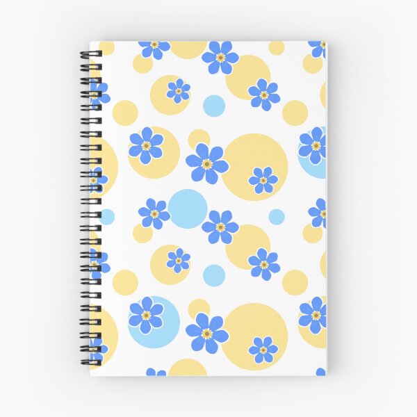 Item preview, Blue Flowers on Yellow and Blue Dots designed and sold by Bright Wild Design.
