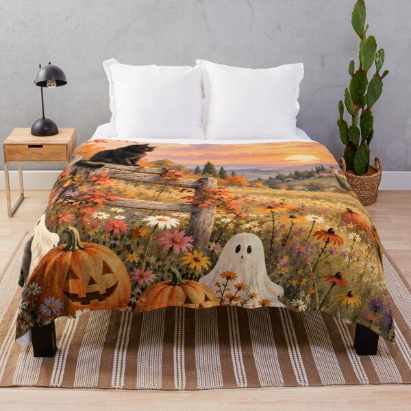 Item preview, Cottagecore Halloween Oil Painting Autumn Wildflower Sunset designed and sold by Jozefin's Studio.