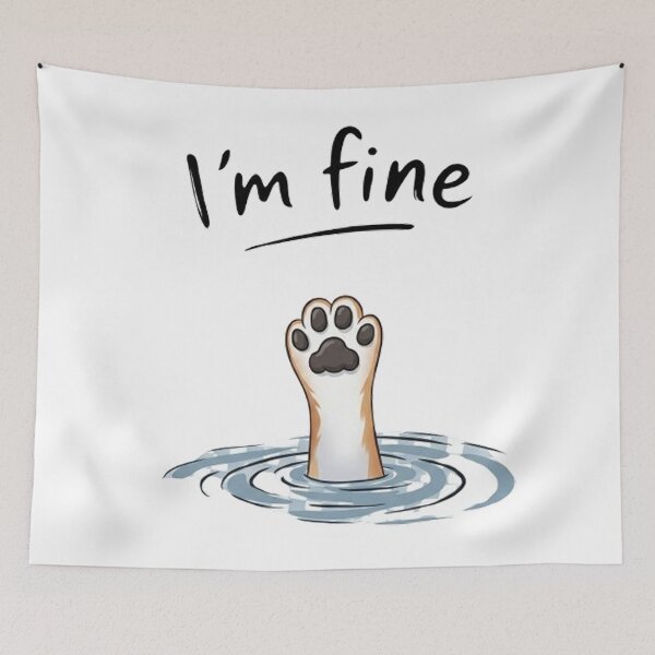 Item preview, I'm Fine Ginger Shiba Paw Sinking Meme designed and sold by PetalsPaws.