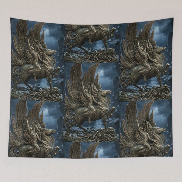 Item preview, Brünnhilde on Grane leaps onto the funeral pyre of Siegfried. Illustration for Siegfried and The Twilight of the Gods by Arthur Rackham 3D version designed and sold by Vintage Designs +.