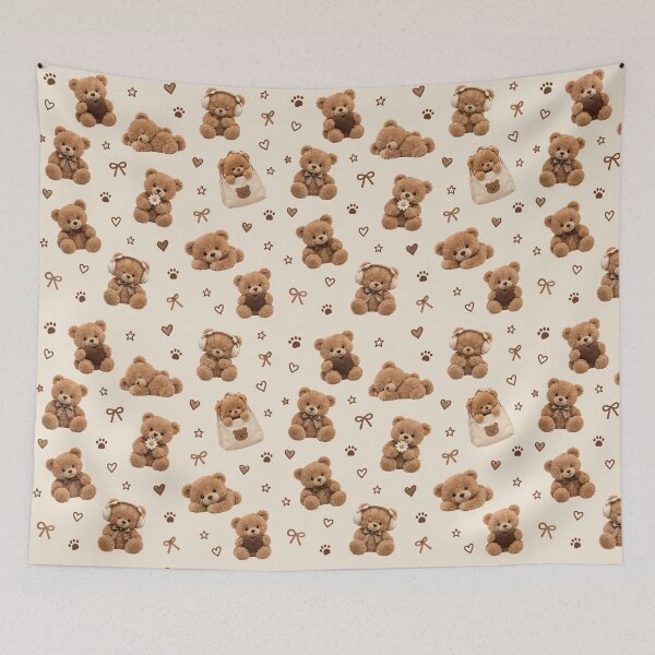 Item preview, Cozy Brown Teddy Bear Paw Print Pattern designed and sold by Luv4tete.