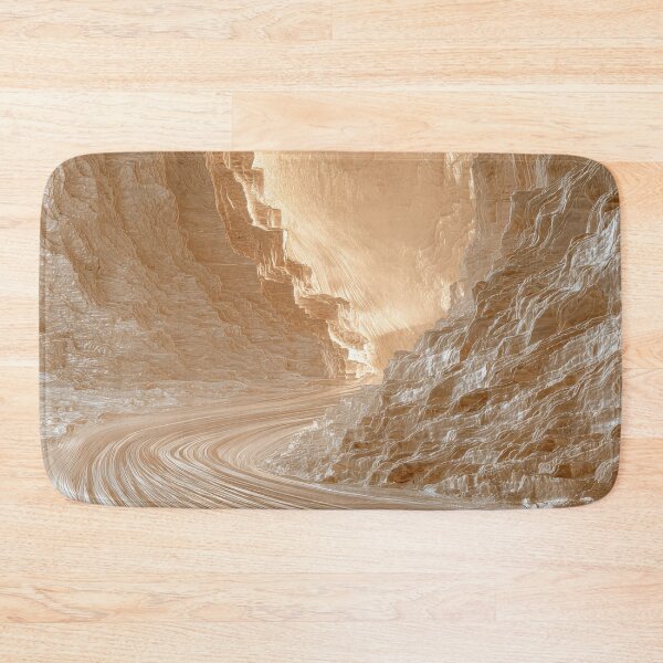 Item preview, Golden Mountain Cliffs Waterfall Minimalist Landscape Art Print    designed and sold by MargaretWiktor.