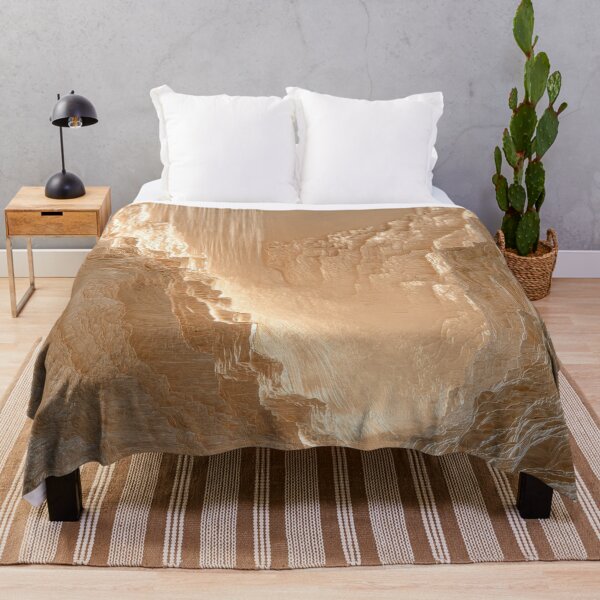 Item preview, Golden Mountain Cliffs Waterfall Minimalist Landscape Art Print designed and sold by MargaretWiktor.