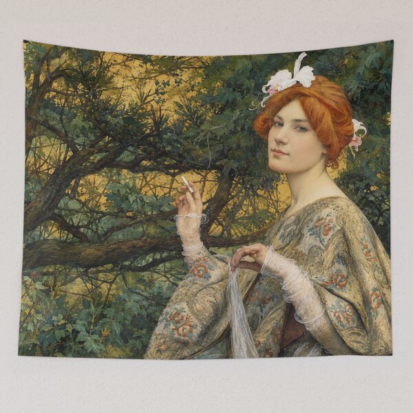 Item preview, Art Nouveau Woman Wall Art, Woman with an Orchid Print, Edgar Maxence designed and sold by RickE.