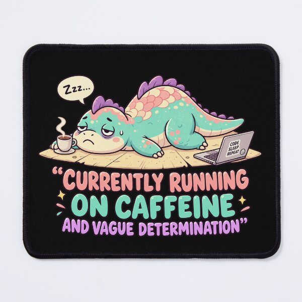 Item preview, Currently Running on Caffeine and Vague Determination | Funny Coffee Dinosaur designed and sold by MrDev.