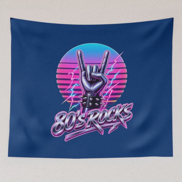 Item preview, 80s Rocks Heavy Metal Horns Retro Neon Sunset Synthwave designed and sold by galvinbaker.