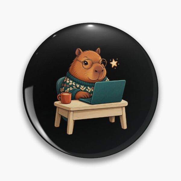 Artikelvorschau, Capybara-Programmierer an einem gemütlichen Programmierplatz entworfen und verkauft von JesterKrewArt.
