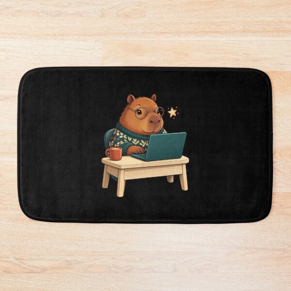 Artikelvorschau, Capybara-Programmierer an einem gemütlichen Programmierplatz entworfen und verkauft von JesterKrewArt.