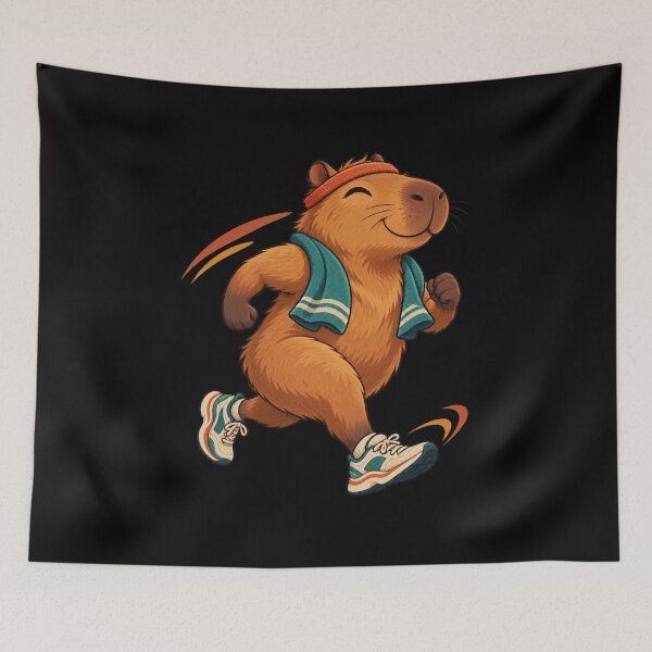 Item preview, Capybara Runner Finding a Happy Pace designed and sold by JesterKrewArt.