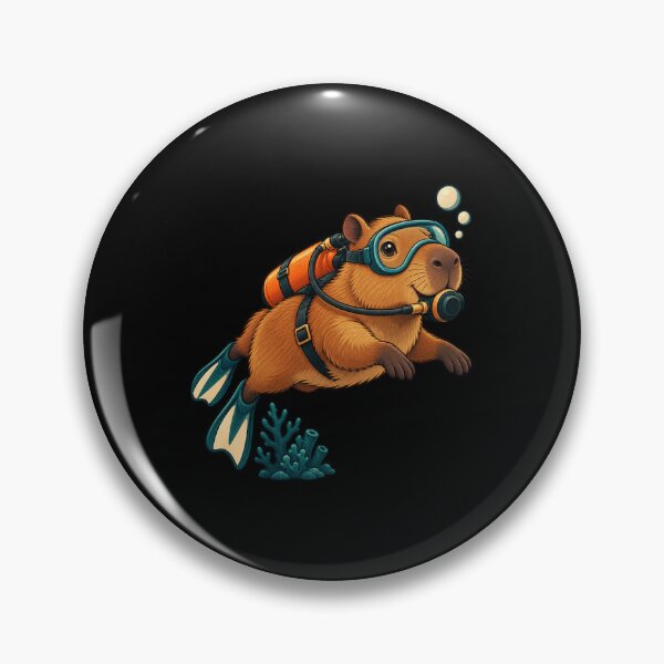 Item preview, Capybara Scuba Diver Exploring the Reef designed and sold by JesterKrewArt.