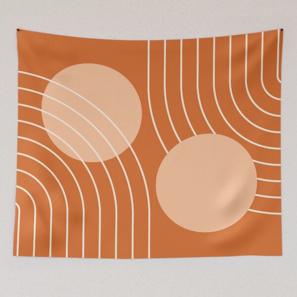 Item preview, Mid Century Modern Abstract Geometric Bauhaus Warm pastel orange designed and sold by nineFlorals.