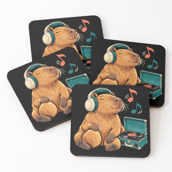 Item preview, Capybara Listening to Vintage Vinyl Records designed and sold by JesterKrewArt.