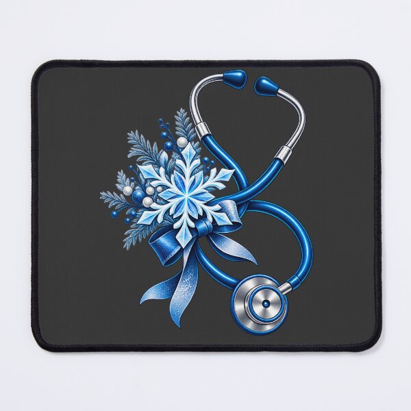 Artikelvorschau, Winterliches Geschenk für Krankenschwestern: Schneeflocken-Stethoskop in Blau (saisonaler Stil) entworfen und verkauft von Corvoria.