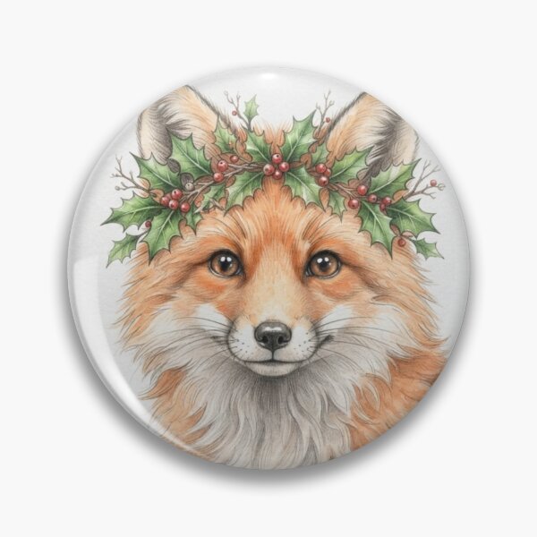 Item preview, Cute Fox Holly Crown Christmas Watercolor designed and sold by Elhocinr.
