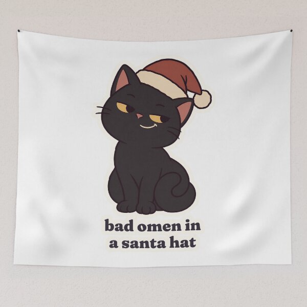 Item preview, Gato negro engreído, mal presagio con gorro de Papá Noel, Gothmas designed and sold by OuqCreations.