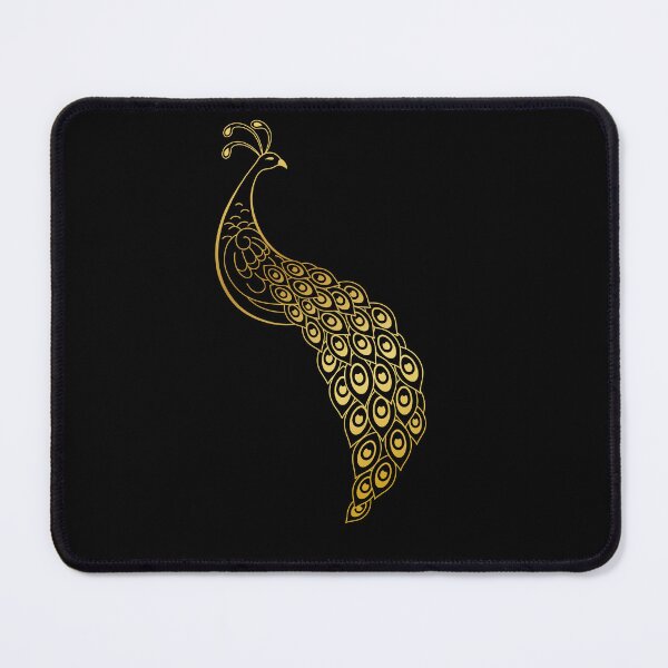 Item preview, Golden Peacock Line Art with Flowing Tail Feathers designed and sold by radhakidesign.
