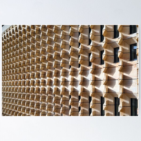 Item preview, Abstract geometric limestone facade detail of Parliament House in Valletta Malta designed and sold by goceris.