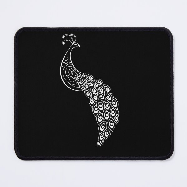Item preview, White Peacock Line Art with Flowing Tail Feathers designed and sold by radhakidesign.
