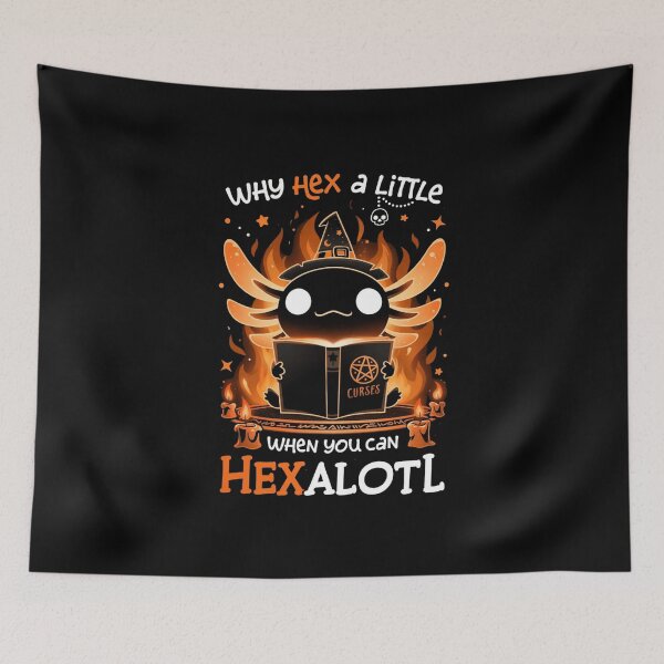 Item preview, Why Hex A Little When You Can  Halloween Hexalotl Orange Cute designed and sold by Neon Bones Studio.