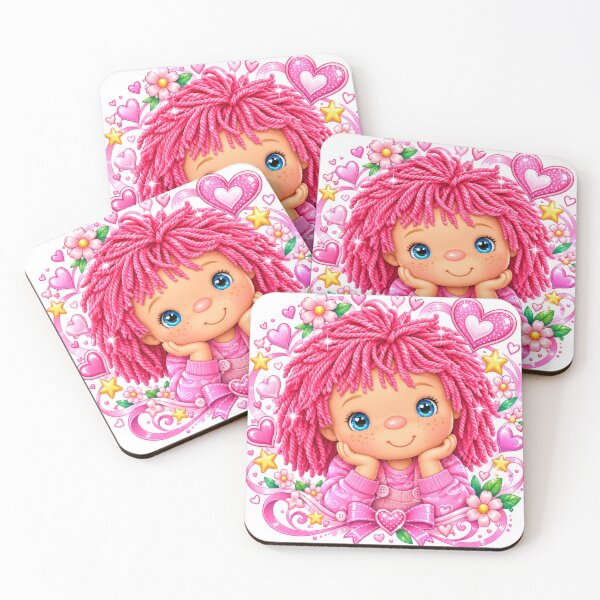 Item preview, Pink ice cream girl doll with woolly hair and hearts designed and sold by LLSwiss.