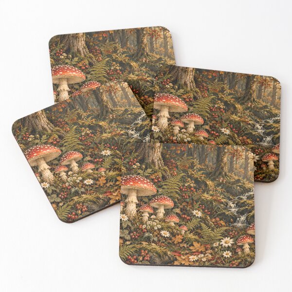 Item preview, Cottagecore Enchanted Forest Mushroom Oil Painting designed and sold by Jozefin's Studio.