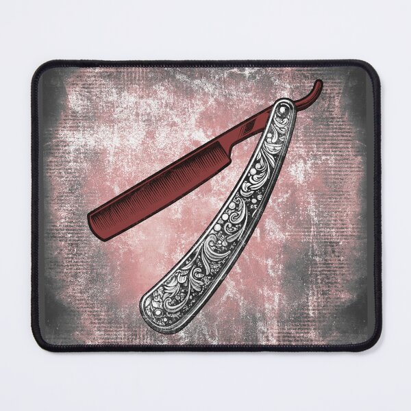 Item preview, Ornate Red Folding Straight Razor Vintage Barber Shave designed and sold by Ghoul Enterprises.