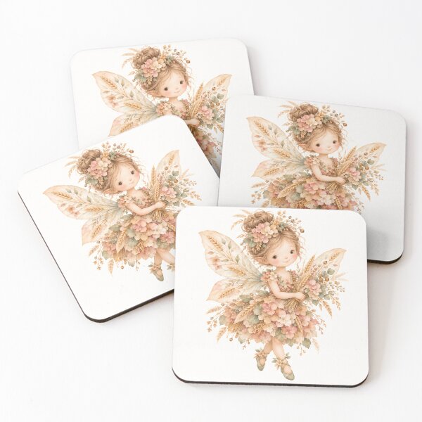 Item preview, Wheat Harvest Fairy – Whimsical Autumn Cottagecore Watercolor Art designed and sold by looplandger.