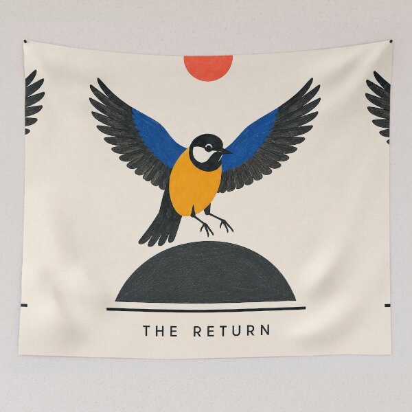 Item preview, Retro Geometric Bird Print | The Return Bauhaus Wall Art designed and sold by Filora Atelier | Bird Art.