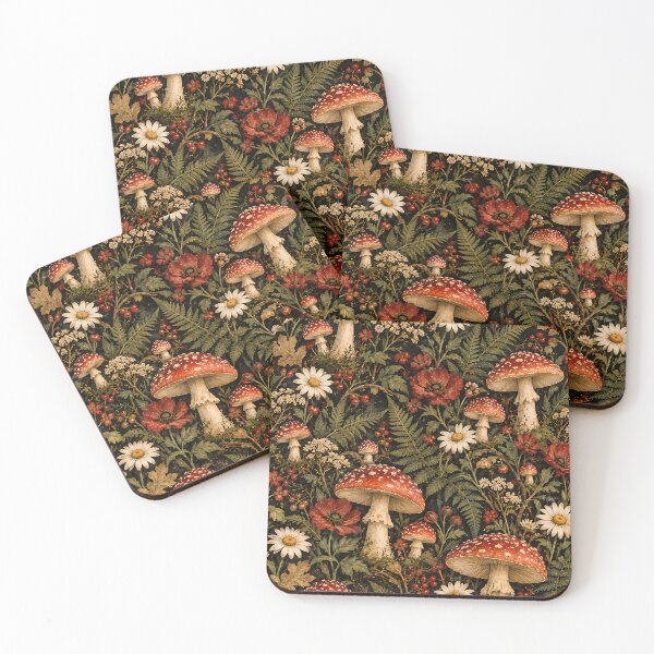 Item preview, Cottagecore Mushroom Botanical Folk Art Oil Painting designed and sold by Jozefin's Studio.