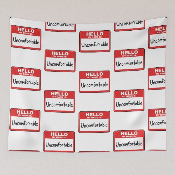 Item preview, Hello My Name Is Uncomfortable Retro Red Name Tag Introvert Humor Quote designed and sold by raedattia.