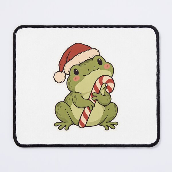 Item preview, Christmas Frog in Santa Hat Hugging Candy Cane designed and sold by OuqCreations.
