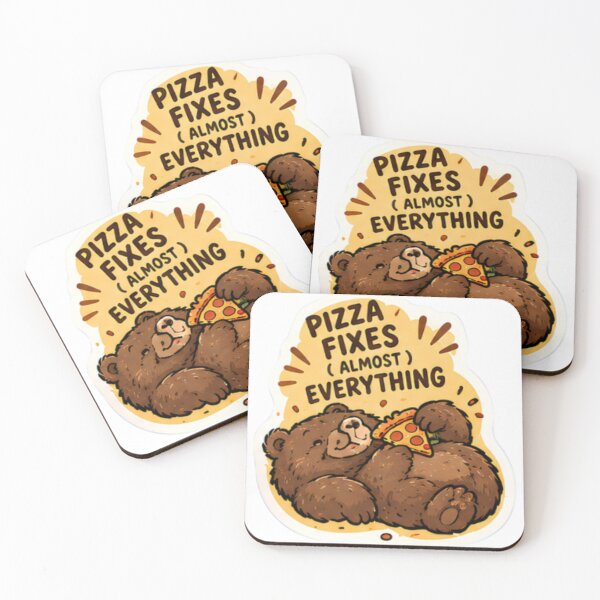 Item preview, Cute Lazy Bear Eating Pizza designed and sold by bymtsef.