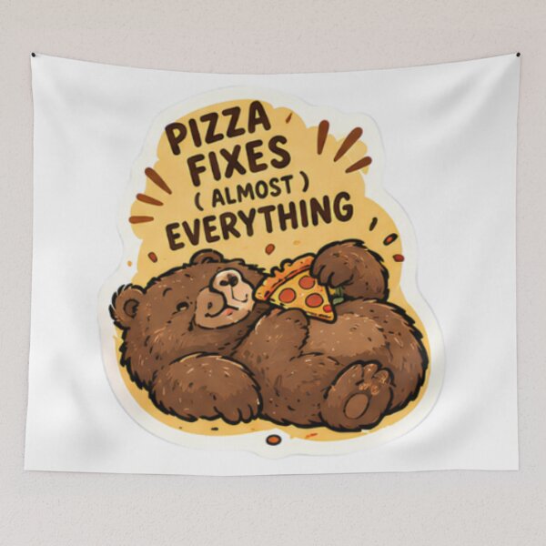 Item preview, Cute Lazy Bear Eating Pizza designed and sold by bymtsef.