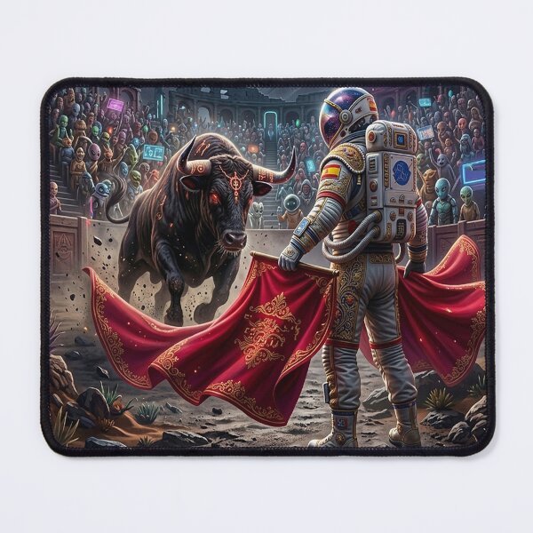 Item preview, Cosmic Matador Astronaut vs Space Bull: Pop Surrealism Sci-Fi Art designed and sold by Rain-Road.