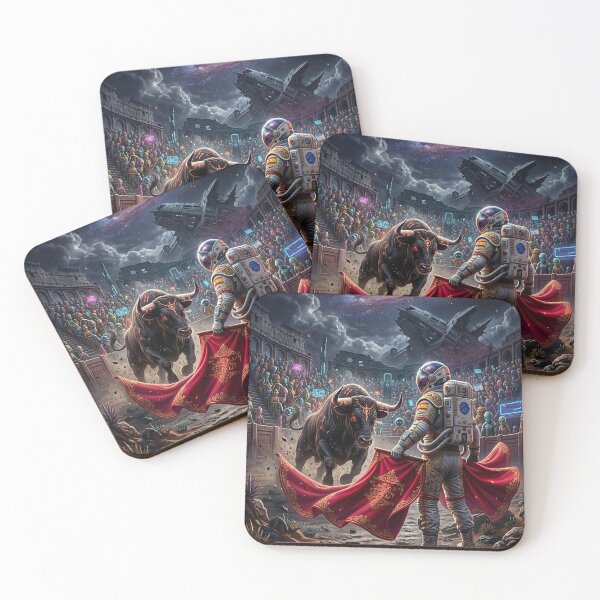 Item preview, Cosmic Matador Astronaut vs Space Bull: Pop Surrealism Sci-Fi Art designed and sold by Rain-Road.
