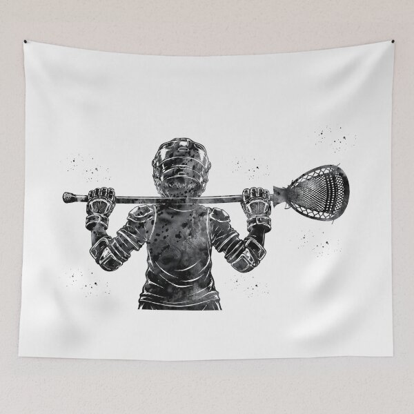 Item preview, Little Boy Lacrosse Goalie Watercolor Art designed and sold by Liededrom..