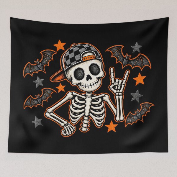 Item preview, Retro Halloween Toddler Boy Skeleton Cap designed and sold by Daisy Grimes.
