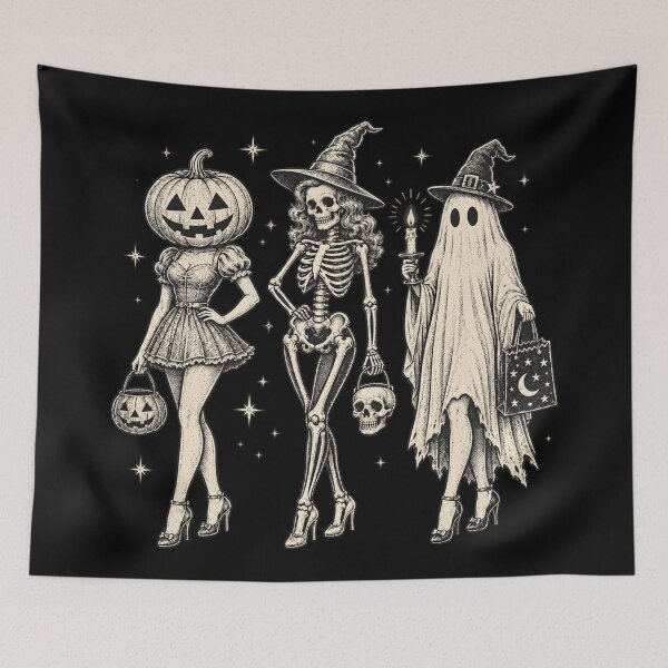 Item preview, Retro Skeleton Ghost Pumpkin designed and sold by Daisy Grimes.