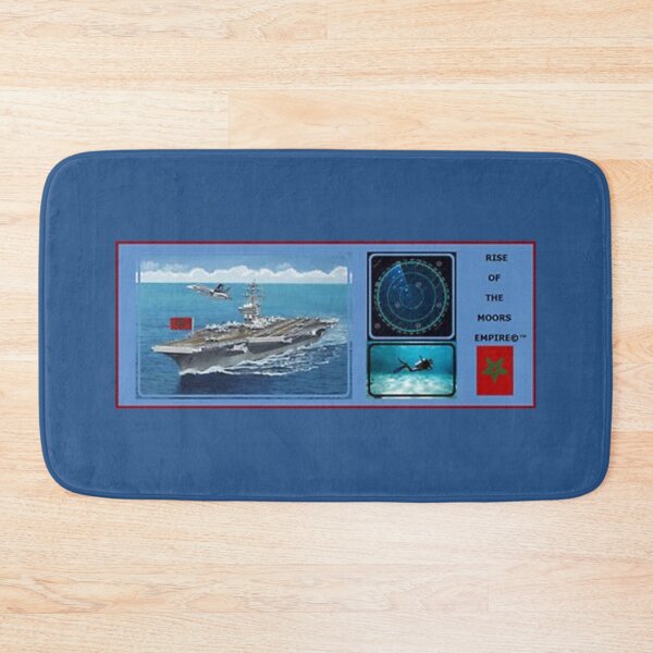 Item preview, Mu’ur (UM) Empire™ al-Benhadiel©™ design, Aircraft Carrier, blue background designed and sold by HardyKnitDesign.
