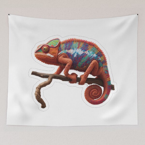 Item preview, Colorful Chameleon Sticker in Wool Embroidery Style designed and sold by MargaretPolanco.
