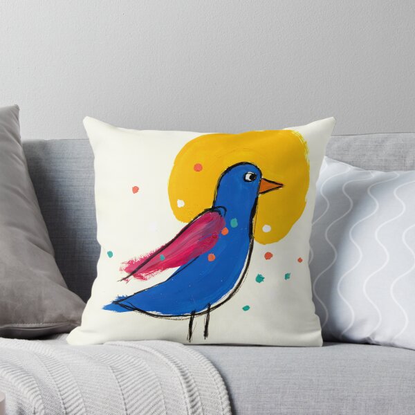 Item preview, Colorful Modern Folk Bird Art – "The Blue Bird and the Sun" designed and sold by Filora Atelier | Bird Art.