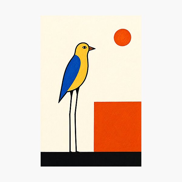 Item preview, "Tall Bird at Dusk" - Modern Bird Art  designed and sold by Filora Atelier | Bird Art.