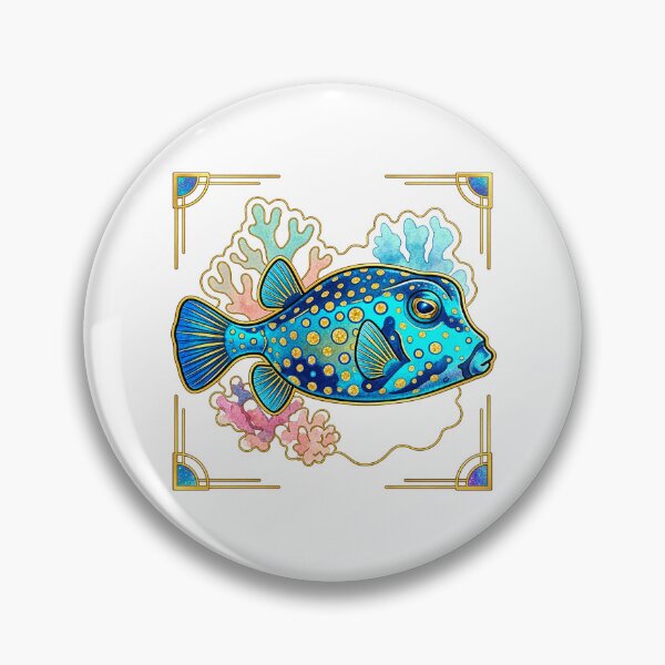 Item preview, Blue Boxfish Art Deco Coral Reef Illustration designed and sold by KenworksDigital.