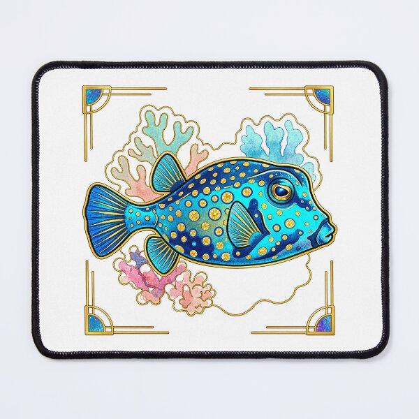 Item preview, Blue Boxfish Art Deco Coral Reef Illustration designed and sold by KenworksDigital.