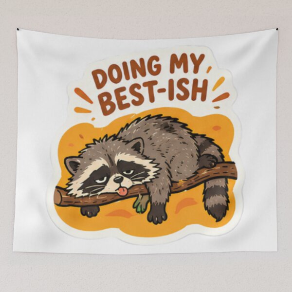 Item preview, Raccoon Sleeping on Tree Branch designed and sold by bymtsef.