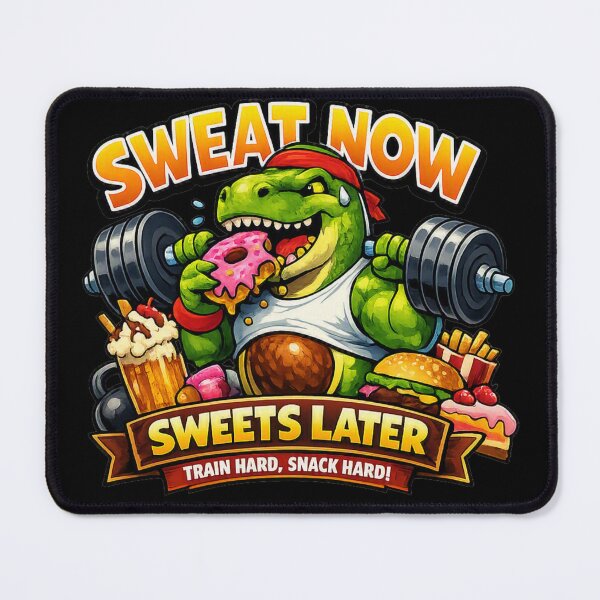 Item preview, Sweat Now Sweets Later Funny Dinosaur Gym Donut Lifting Meme designed and sold by StrongEveryDayStore.
