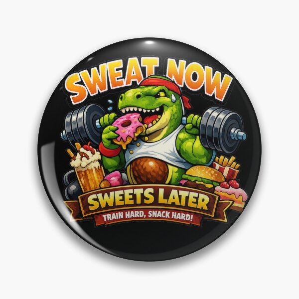 Item preview, Sweat Now Sweets Later Funny Dinosaur Gym Donut Lifting Meme designed and sold by StrongEveryDayStore.